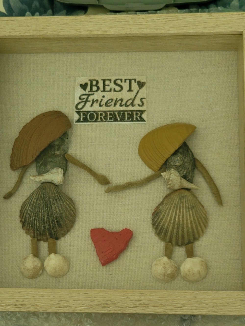 Best Friends Forever Seashell Art in Natural Tones